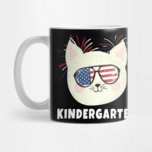 Kindergarten Cat USA Flag T Shirt Funny Back To School Mug